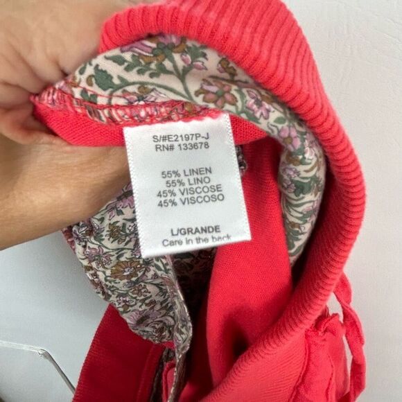 Love Tree red Linen Blend Drawstring Pants Wide Leg Crochet large lagenlook beac - Picture 10 of 10